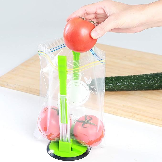 Baggy Rack-Pack of 2 Bag Holder for Plastic Bags, Plastic bag bracket, No-hands Food Storage Bag Holders