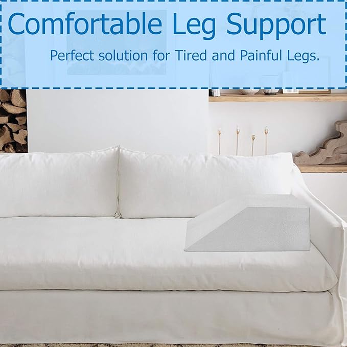 Greaton, 21-Inch Leg Pillow Full Top Comfortable Rest Elevating Foam Wedge | Relieves and Recovers Foot, Hip, Knee and Ankle Injury Pain, Improves Blood Circulation, Multi-Purpose, White