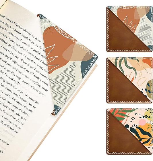 3 Pieces Leather Bookmarks, Personalized & Cute Book Accessories for Reading Lovers, Page Markers for Women Men Girls Boys Student Teacher Kids Retirement Birthday Gifts (Boho Style)