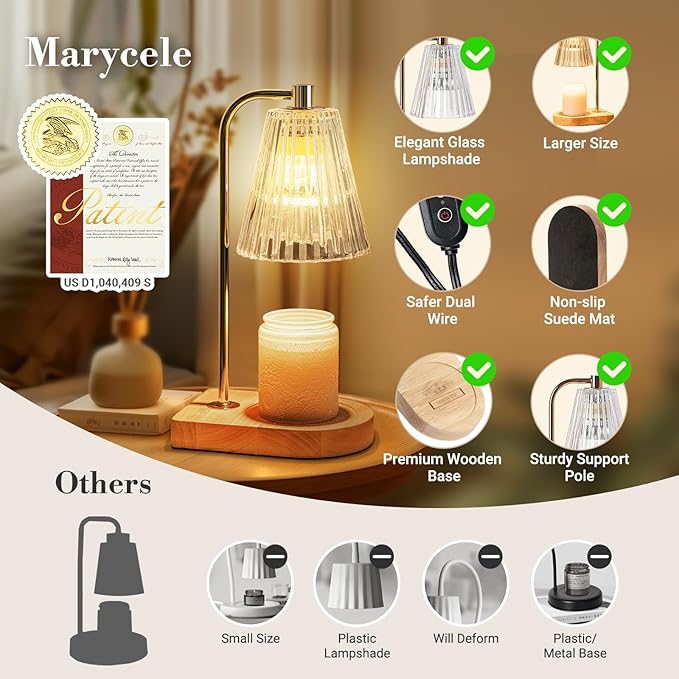 Candle Warmer Lamp with Timer Dimmer, Wax Melt Warmer with 2 Bulbs for Jar Candles, Graduation Birthday Gifts for Mom Women Sister Friend, Housewarming Gifts for New Home Room Office Decor