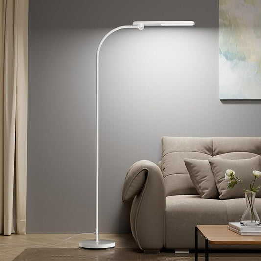 HoneyWell LED Floor Lamp, F4 Sunturalux™ Gooseneck Floor Lamps for Living Room, Super Bright Stepless Dimmable Tall Standing Lamp, Modern Eye-Caring Reading Floor Lamp for Bedroom Office Study