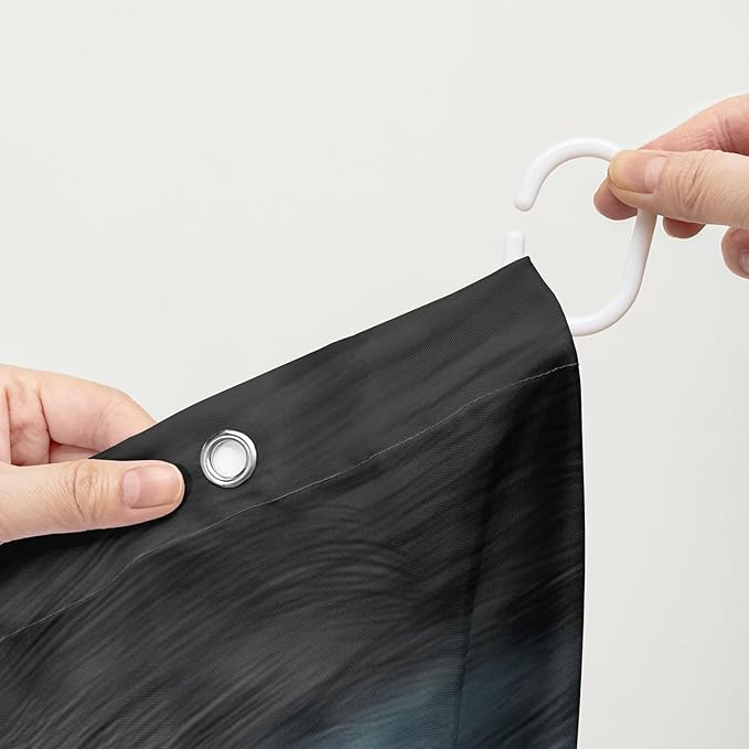 AILONEN Howling Wolf Shower Curtain,Cloud Moon Wolf Bath Curtain,Wildlife Wolf Polyester Waterproof for Bathroom,48" W*72" H with 12 Plastic Hooks