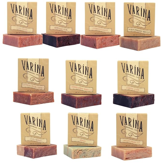 Varina Natural Vanilla and Musk Variety Bar Soap - Gentle Cleansing for Sensitive Skin, Sweet and Vanilla - 10 Pack