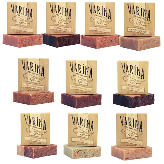Varina Natural Vanilla and Musk Variety Bar Soap - Gentle Cleansing for Sensitive Skin, Sweet and Vanilla - 10 Pack