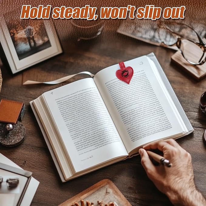 AIERSA Magnetic Bookmarks for Women, Heart Magnetic Leather Bookmark with Initial, A-Z Strong Magnet Book Marks for Book Lovers Reading Women Girls, Book Lovers Gifts Accessories