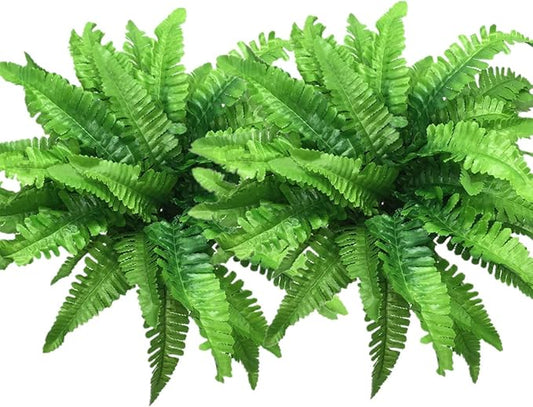 CATTREE Artificial Shrubs, Persian Grass Plastic Plants Fern Leaves Fake Bushes Wedding Indoor Outdoor Home Garden Verandah Kitchen Office Table Centerpieces Arrangements Christmas Decoration - 8 pcs