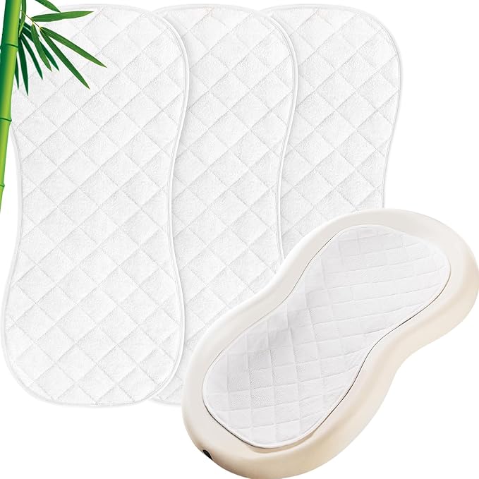 Moonsea Quilted Thicker Changing Pad Liner 3 Pack Waterproof, Fit for Changing Pad Liners are Warm On a Baby's Back Non-Slip Design Reusable Pads Machine Washable, White