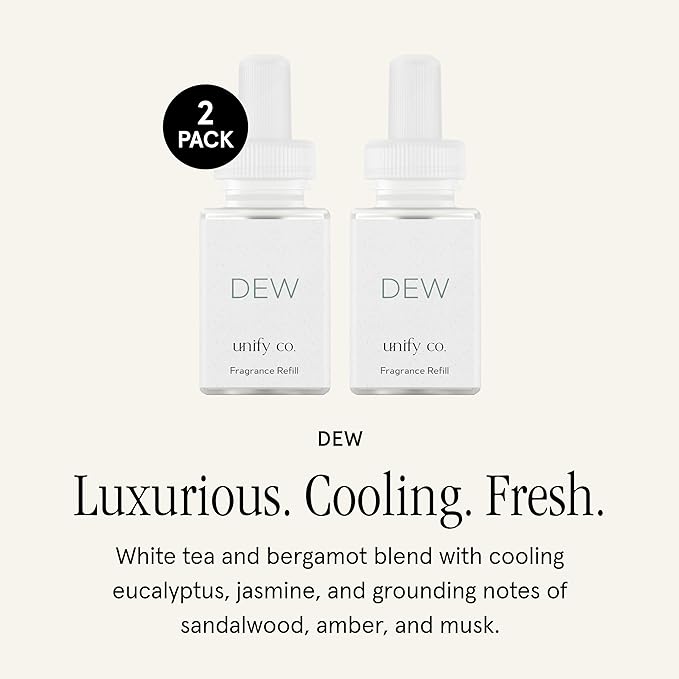 Pura & Unify Co. Home Scent Refill - Smart Home Air Diffuser Fragrance - Up to 120-Hours of Premium Fragrance per Refill - Clean & Safe Diffuser - Household Essential - 2 Pack, Dew
