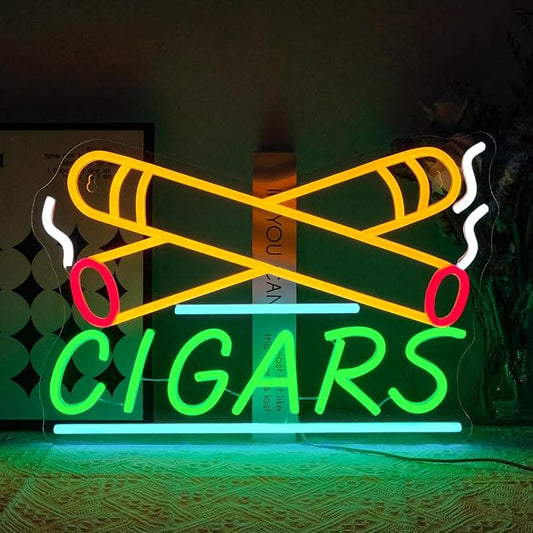Cigar Neon Sign for Wall Decor Dimmable Cigarette Led Lights Signs Smoke Shops Neon Light for Cigar Lounge Pub Home Bar Party Decoration USB Powered