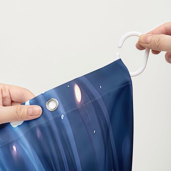 AILONEN Lightning Wolf Shower Curtain for Bathroom,3D Print Glowing Wolf Print Bath Curtain for Boys Men Kids,Raining Wolf Waterproof Bathroom Decor Blue Curtain with 12 Plastic Hooks, 72" W*78" H