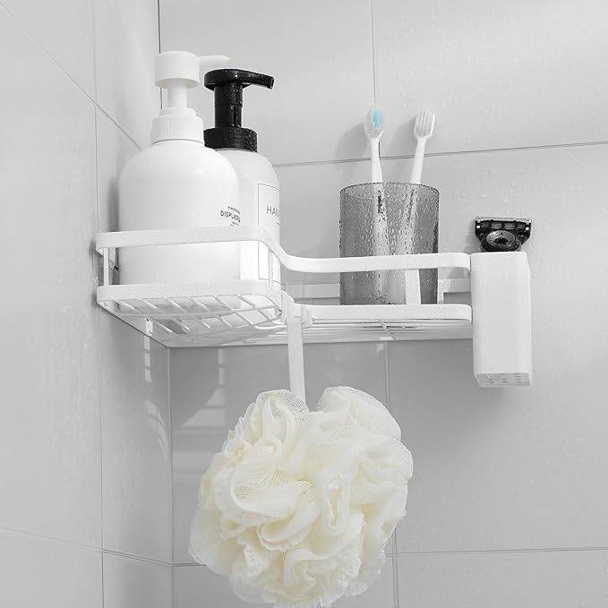 Corner Shower Caddy,2 Pack Rustproof Corner Organizer Shelves,No Drilling Stainless Steel Shower Organizer for Bathroom,Bathtub,Shower Pan,Bath Accessories Shower Caddies(White)