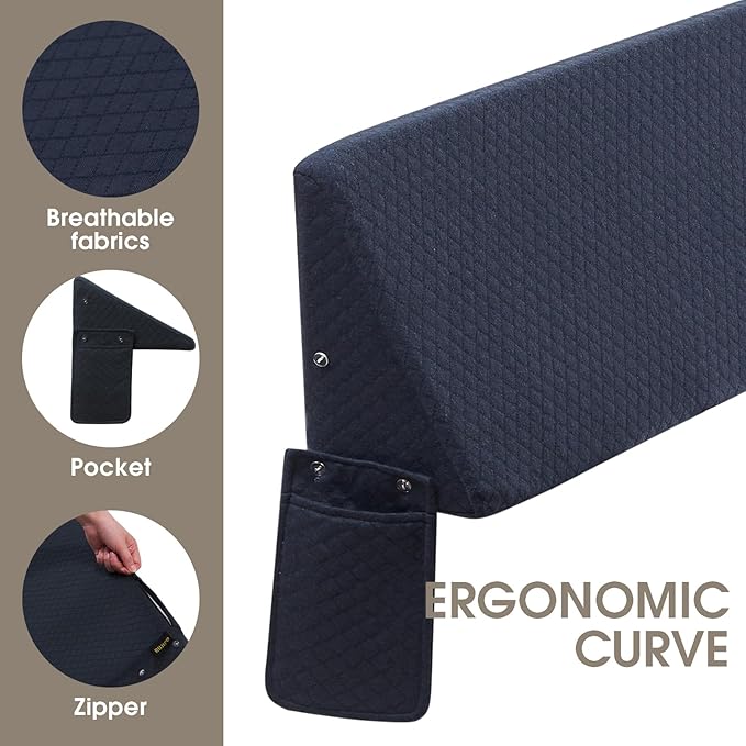 Wedge Pillow Headboard/Bed Wedge Pillow for Headboard/Bed Gap Filler Full (54"x10"x6"), Bolster Bed Mattress Wedge Pillow for Sleeping, Headboard Pillow for Gap (0-8") Between Bed and Wall