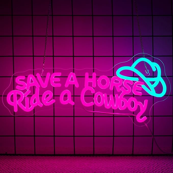 Nosun Save A Horse Neon Sign Cowboy neon signs for Wall Decor, Adjustable Brightness Led Sign, LED Colorful Signs Light for Bedroom Home Bar Club Hotel Party Decor