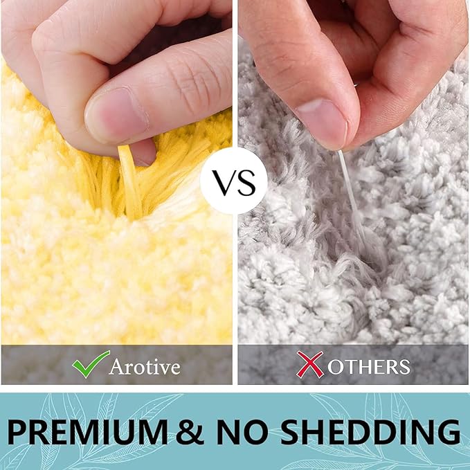 Arotive Microfiber Bathroom Rugs, Shaggy Soft and Absorbent Bath Rug, Non-Slip, Thick Plush Machine Washable Dry Bath Mats for Bathroom, Tub and Shower, 47x24, Yellow