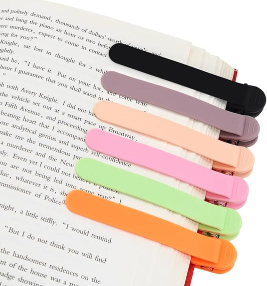 SMUK 6pcs Automatic Bookmark, Smart Silicone Bookmarkers for Reading Women, Men, Kids, Book Lovers, Cute Unique Book Marks Reading Accessories Gifts for Reading Lovers