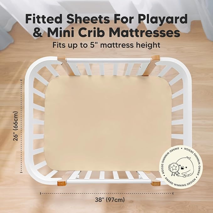Pack and Play Sheets Fitted, 2-Pack Mini Crib Sheets - Pack N Play Sheets, Organic Fitted Crib Sheet for Pack and Play Mattress, Playard Baby Crib Sheets, Crib Sheets Neutral for Boys, Girls (Rust)