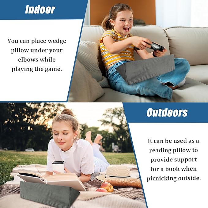 Small Wedge Pillow, Wedge Pillow for Bed Sores, Positioning Pillow, Positioning Wedge, Yoga Wedge Pillow, Mini Wedge Pillow for Laptop, Small Wedge Pillow for Chair (1 Unit, Grey)