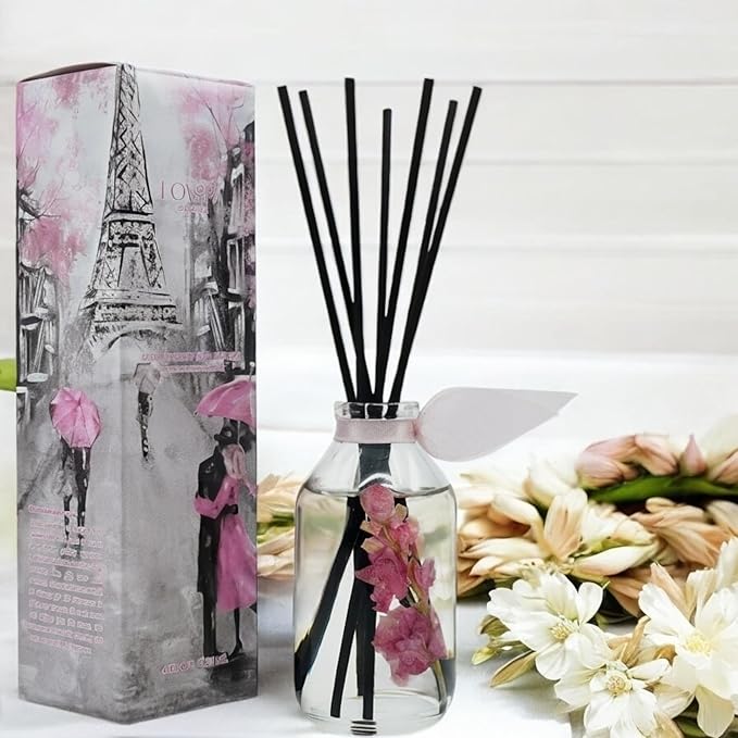 LOVSPA Pink Tuberose Reed Diffuser Set - Reed Diffusers for Home with Long Lasting Fragrance - Non-Toxic Oil Reed Diffuser - Made in The USA