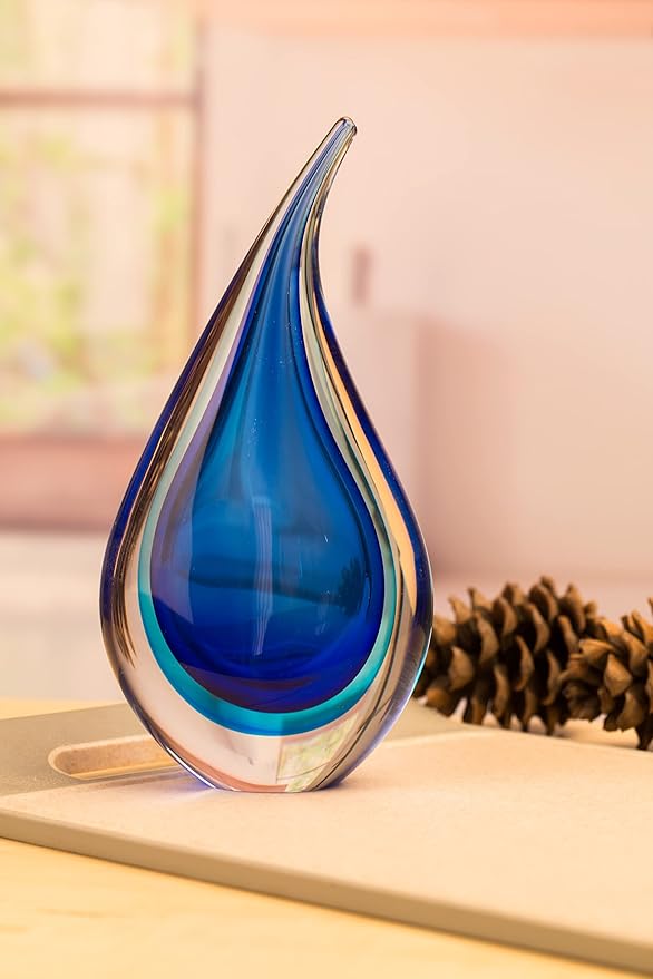 Hand-Blown Glass Sculpture Glass Decor Murano-Style Glass Statue and Figurine Wonderful Gift, Blue Hollow