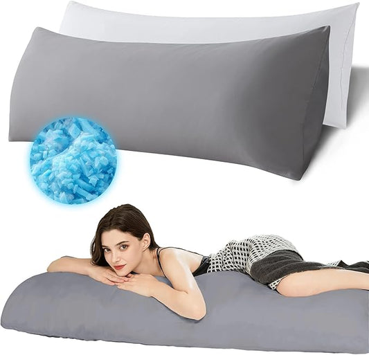 Ubauba Memory Foam Body Pillow with Cover, Full Large Body Pillows Insert for Adults with Envelope Closure Pillowcase, Firm & Fluffy Long Bed Pillows for Sleeping (20x54 inch, Dark Grey)