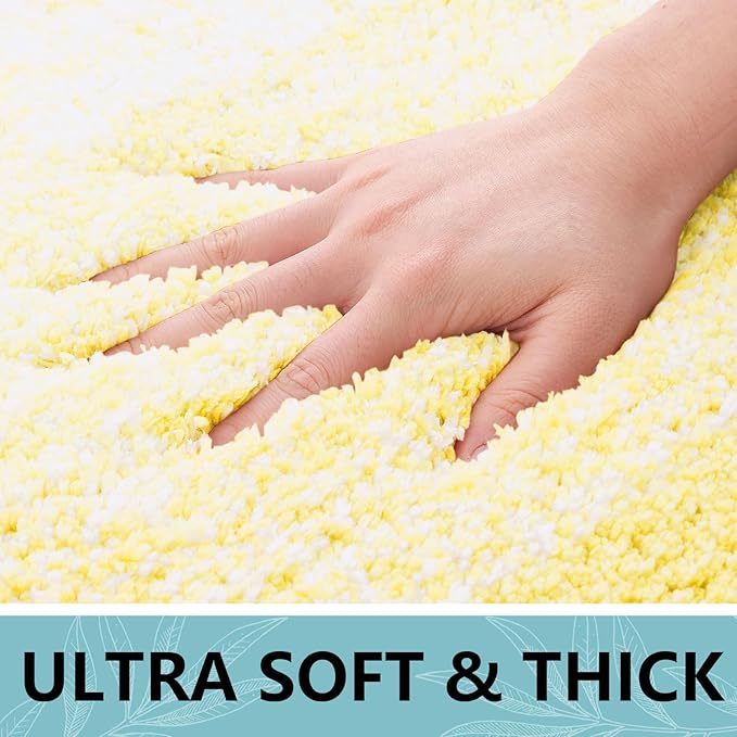 Arotive Microfiber Bathroom Rugs, Shaggy Soft and Absorbent Bath Rug, Non-Slip, Thick Plush Machine Washable Dry Bath Mats for Bathroom, Tub and Shower, 54x24, Light Yellow