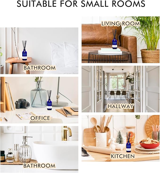 Reed Diffuser, Sandalwood Scented Reed Diffuser Set, Oil Reed Diffuser with 6 Sticks, Home Fragrance Reed Diffuser for Bathroom, Aromatherapy Diffuser for Gift, Christmas Room Decor