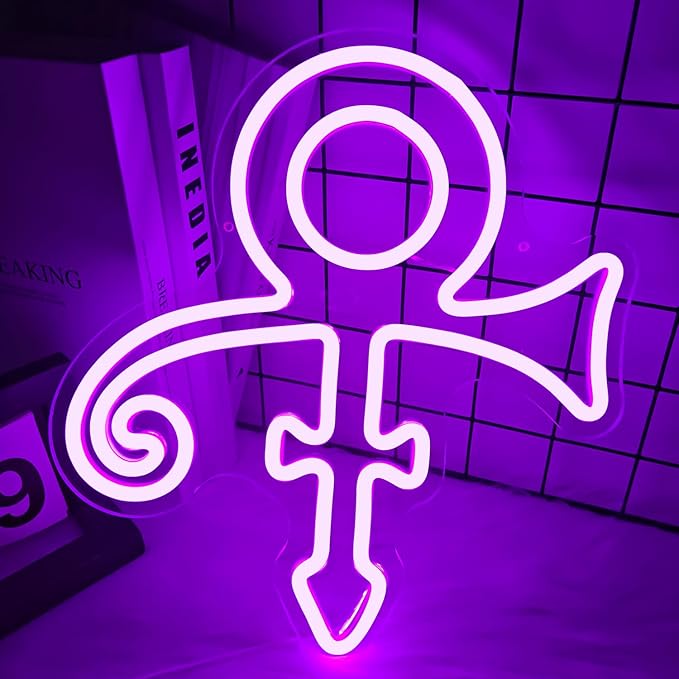 Prince Symbol Neon Sign for Wall Decor Dimmable Led Prince Neon Light Sign for Bedroom Music Singer Themed Party Gift Prince Neon Light for Prince Birthday Party Decoration, purple