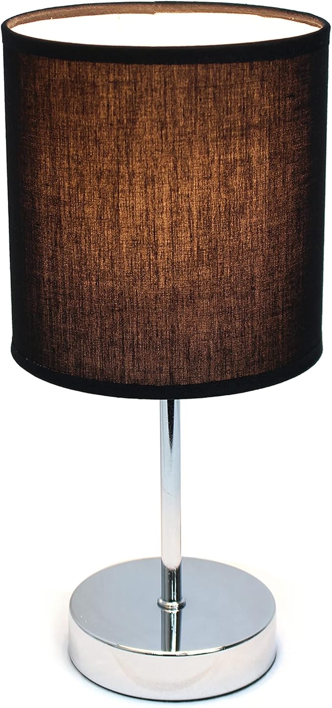 Simple Designs LT2007-BLK-LB Basic Chrome Mini Table Lamp for Living Room, Nightstand, Desk, Countertop, Black, with Feit LED Bulb Included