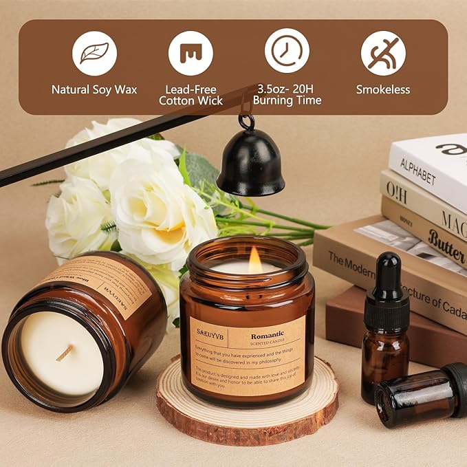 12 Pack Candles for Home Scented,Scented Candles Gift Set for Women,Natural Soy Wax Amber Jar Candle Set for Men,Aromatherapy Candle for Birthday,Mother's Day,Father's Day,Anniversary.