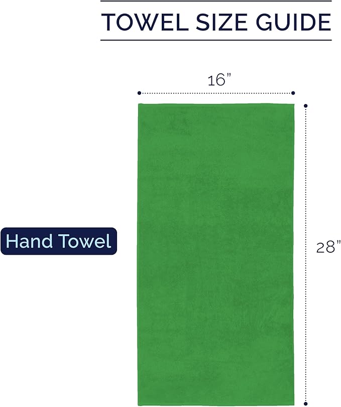 Elegant Comfort Premium Turkish Cotton 4 Pack Hand Towel Set - 16 x 28 inch, Luxurious Hotel Spa Quality 100% Turkish Cotton 4PC Hand Towel Set - Highly Absorbent - Soft Bathroom Towels, Emerald Green