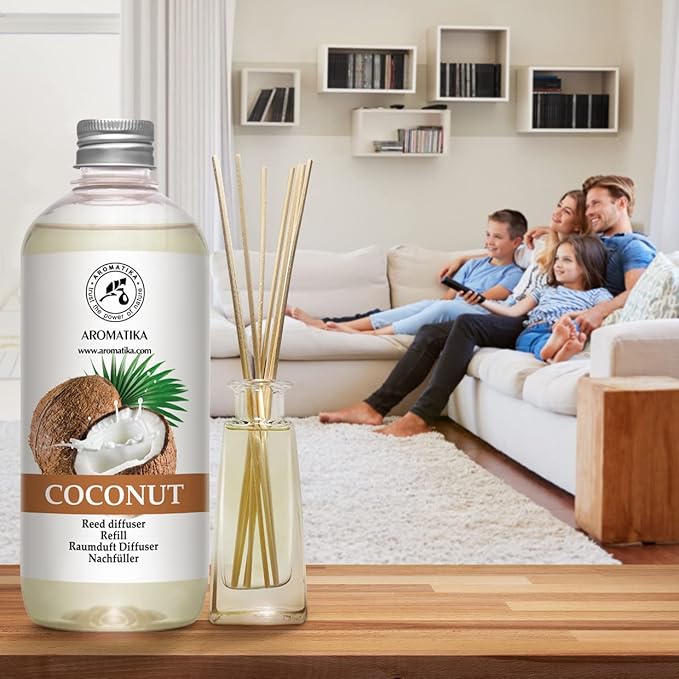 Reed Diffuser Refill Coconut 17 Fl Oz - Room Diffuser Refill - Home Fragrance - Air Freshener - Scented Diffuser - Coconut Aroma - Room Fragrance - Coconut Scented Diffuser