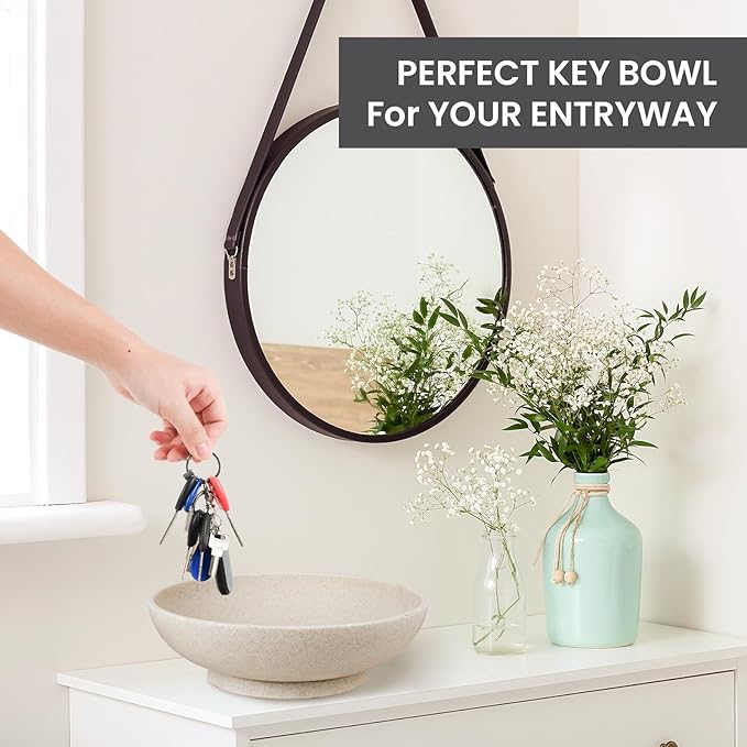 L'ARL GMVOI Large Decorative Bowl,Modern Fruit Bowl for Kitchen Counter,Handicraft Decorative Bowls for Home Decor,Stylish Key Bowl for Entry Table - Artificial Stone Beige