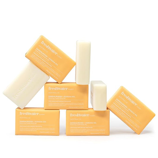 Natural Soap Bar- Healing Sandalwood + Kunzea Oil 7oz x 8 Pack.Castile Natural Bar Soap/Body Soap Bars With Essential Oil For Sensitive Skin