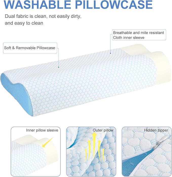 Memory Foam Pillows Side Sleeper Pillow for Neck Pain Relief Ergonomic Contour Cervical Pillow Shoulder Support Orthopedic Bed Pillow for Back Stomach Sleeping