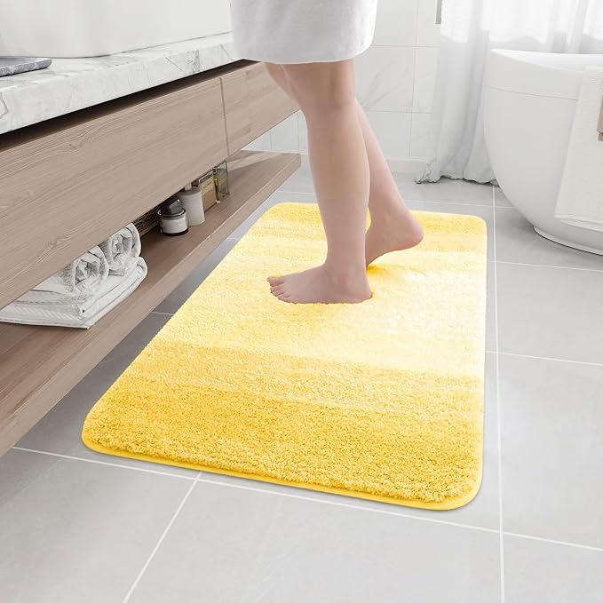Arotive Microfiber Bathroom Rugs, Shaggy Soft and Absorbent Bath Rug, Non-Slip, Thick Plush Machine Washable Dry Bath Mats for Bathroom, Tub and Shower, 36x24, Yellow