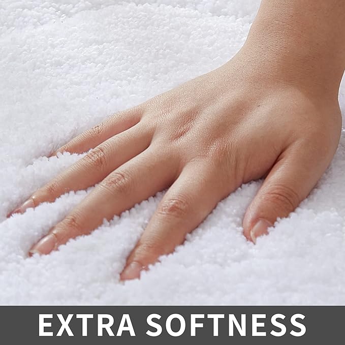 COSY HOMEER Extra Thick Bath Rugs for Bathroom - Anti-Slip Bath Linen Set Mats Soft Plush Yarn Shaggy 100% Strong Polyester Living Room Bedroom Water Absorbent(White,24x36 - Inches)