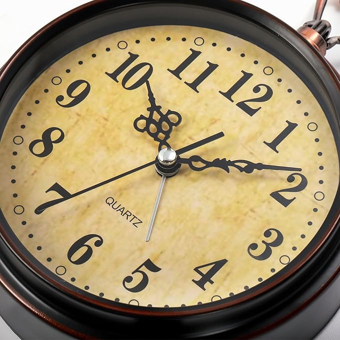 2 Pack Vintage Retro Analog Alarm Clocks, 5.2 Inch Silent Non Ticking Small Table Clock, Battery Operated Desk Clocks for Bedroom, Elegant Bedside Gift Clock for Living Room, Office, Room Decor