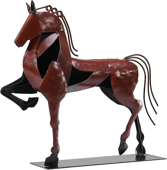 Horse Statue, Unique Metal Art Sculpture for Vintage Home Decor, Modern Decor, Gift for Horse Lovers (Brown)