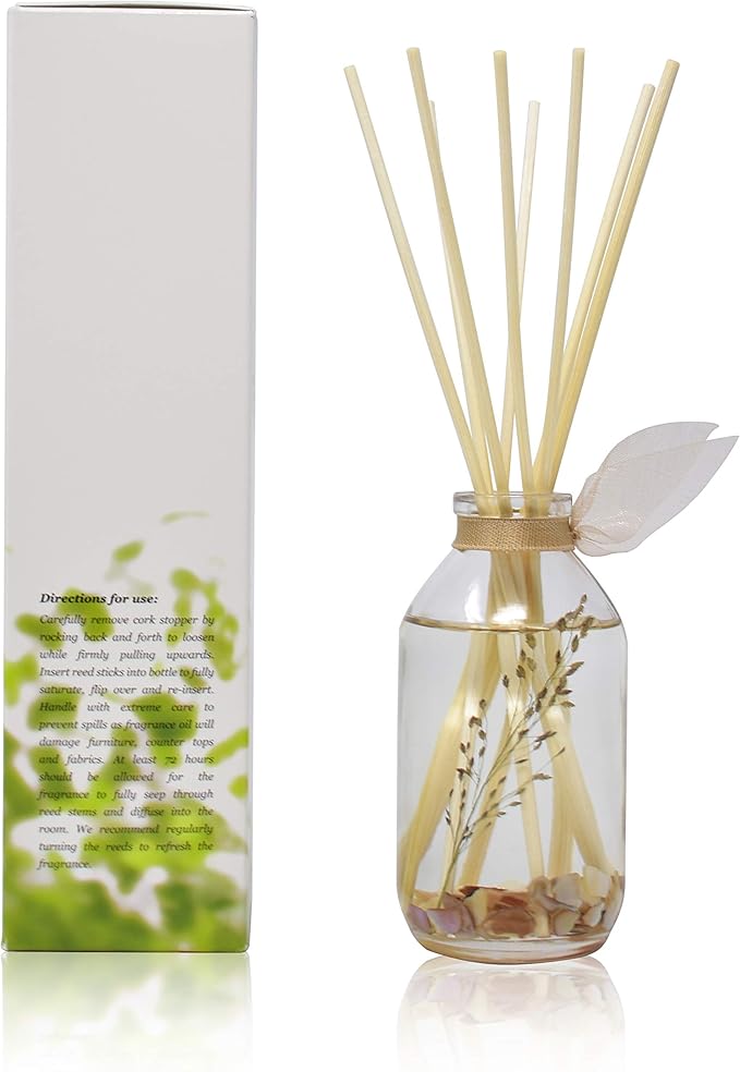 LOVSPA Beachwood Vetiver Reed Diffuser Set - Clean, Light & Airy Scent Diffuser - Non-Toxic Oil Reed Diffuser - Made in The USA