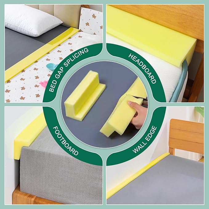 Bed Filler for Headboard, Suitable for Gap 2-2.8" of King Queen Twin Bed, 78.7'' Long Wedge Sleeping Pillow, Foam Bed Mattress Gap Filler