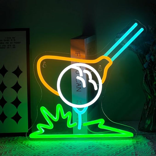 Golf Neon Sign for Wall Decor Dimmable Led Lights Signs Golfing LED Signs for Golf Clubs Green White Yellow Neon Light Room Decor for Gym Sports Room Man Cave USB Powered