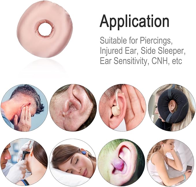 Silky Ear Piercing Pillows with Holes Removable Pillowcase Washable Donut Pillow for Ear Pain Side Sleeping Cartilage CNH Pressure Sore Tinnitus Headphones Relief Guard Protector Coral