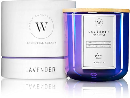 Waxily Lavender Soy Candle | Aromatherapy Candles | Non Toxic, Long Lasting, Large Essential Oil Candle | Luxury Gift, Sleep Support, Calming Spa, Bedroom, Vegan, Clean Burning, Home Decor | 12oz