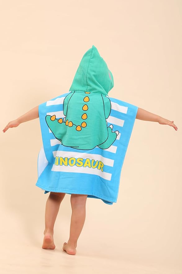 Dinosaur Hooded Towels for Kids, Kids Beach Towels for Boys/Girls, Swimming Towels/Towel Robes/Wearable Towels/Pool Towels for Kids 2-10, Poncho Beach Towels for Kids, Hooded Beach Towels for Toddler