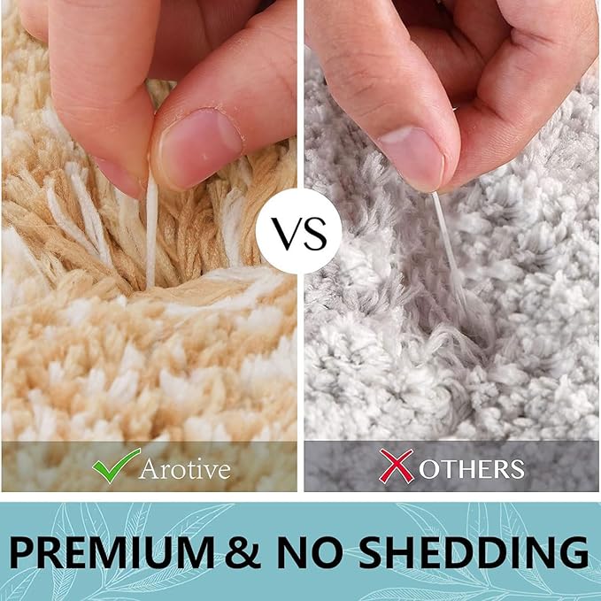 Arotive Microfiber Bathroom Rugs, Shaggy Soft and Absorbent Bath Rug, Non-Slip, Thick Plush Machine Washable Dry Bath Mats for Bathroom, Tub and Shower, 50x30, Beige