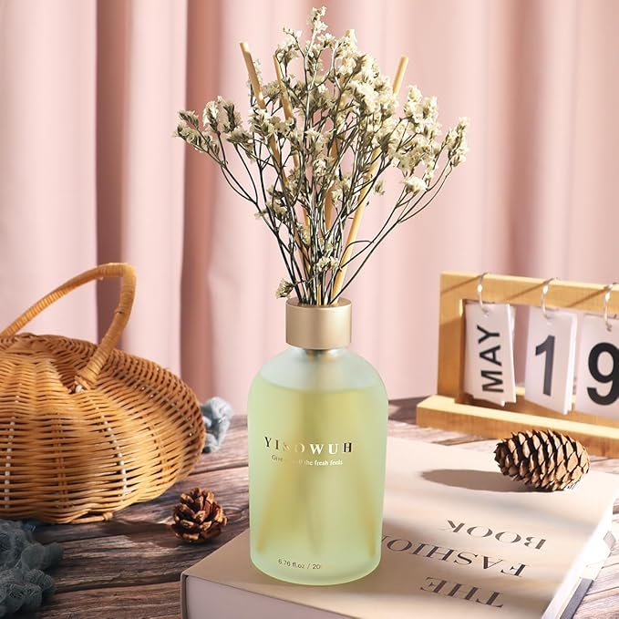Reed Diffuser - Jasmine Lily&Osmanthus 6.76 oz（200ml） 2 Packs Flower Essential Oil Reed Diffuser Set with 16 Sticks - Long Lasting Fragrance for Home Bedroom Bathroom Room Shelf Decor