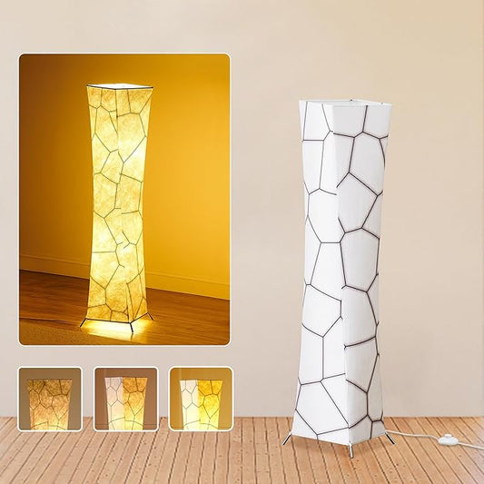 chiphy Floor Lamp, 39" Tall Standing Lamp, 3 Levels Adjustable Brightness LED Bulbs, Column Floor Light, Marble Gradient Fabric Lampshade, Home Decor for Living Room, Bedroom, Kids Room