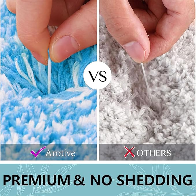 Arotive Microfiber Bathroom Rugs, Shaggy Soft and Absorbent Bath Rug, Non-Slip, Thick Plush Machine Washable Dry Bath Mats for Bathroom, Tub and Shower, 47x24, Light Royal Blue