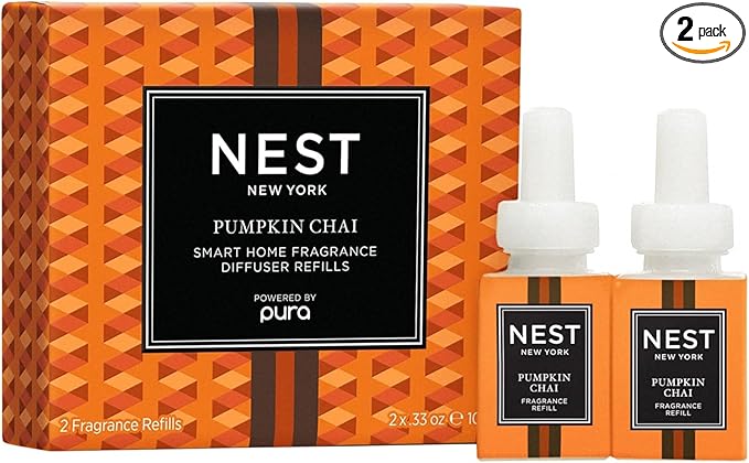 NEST New York Smart Home Fragrance Diffuser Refill Smart Vials, Pumpkin Chai - Set of 2 - Designed for NEST x Pura 3 and NEST x Pura 4 Diffusers - Cruelty Free, Vegan - Made in USA
