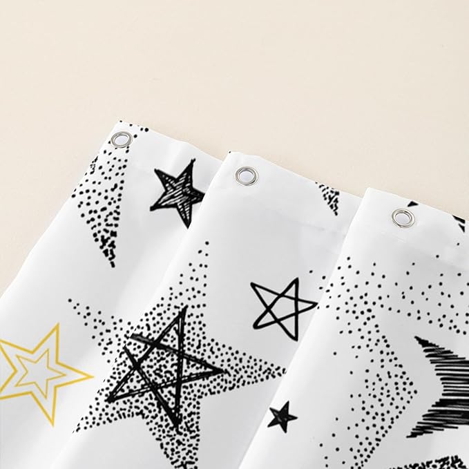 AILONEN Star Shower Curtain, Grey and Gold Tie Dye Star Bathroom Curtain,Minimalist Shower Curtain 48" W*72" H Polyester Waterproof Bathroom Curtain with 12 Hooks